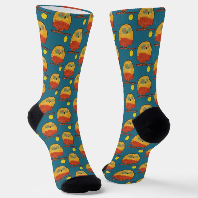 Owl "Art by Kids" Socks (Angled)