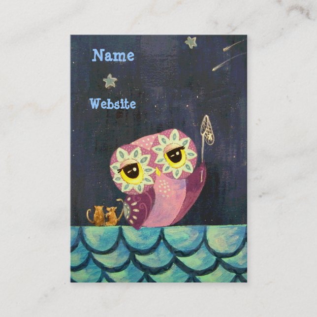 Owl Art- Catch A Falling Star Business Card (Front)