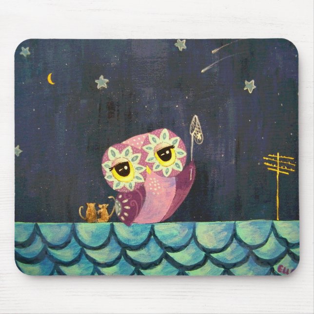 Owl Art - Catch A Falling Star Mouse Mat (Front)