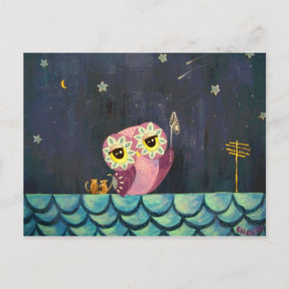 Owl Art - Catch A Falling Star Postcard