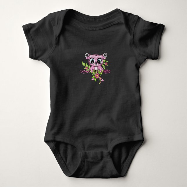 Owl Art Design Baby Bodysuit (Front)