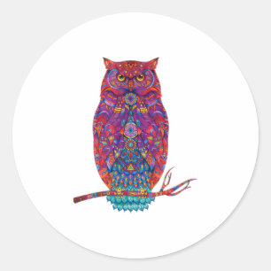 Owl Art Funny Classic Round Sticker