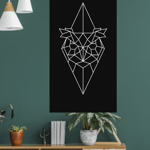 Owl art geometric design animal modern abstract poster