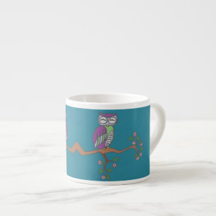 Owl Art Night Blue Espresso Cup