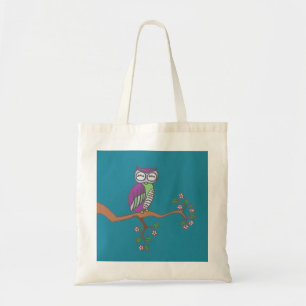 Owl Art Night Blue Tote Bag