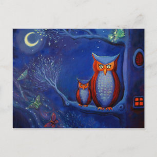 Owl Art Postcard - "The Forest At Night"