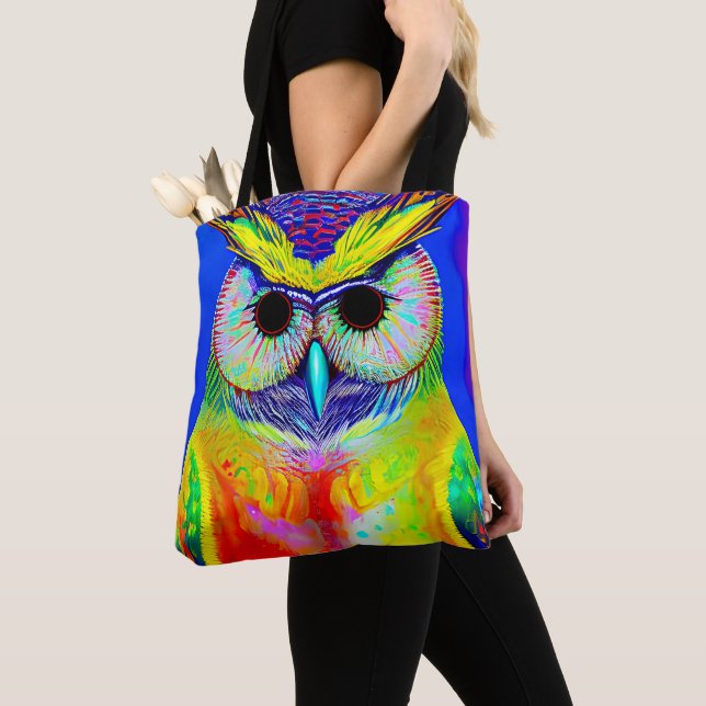 OWL ART TOTE PURSE BAG (Close Up)
