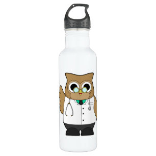 Owl as Doctor with Stetoscope 710 Ml Water Bottle