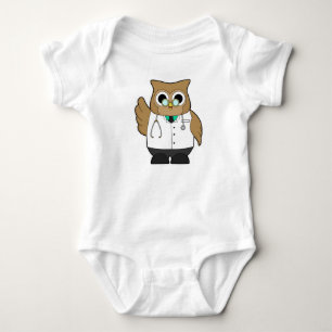 Owl as Doctor with Stetoscope Baby Bodysuit