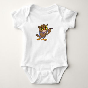 Owl as Secretary with Pen & Note Baby Bodysuit