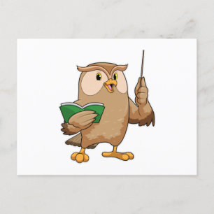 Owl as Teacher with Book & Pointer Postcard