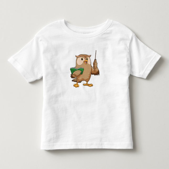 Owl as Teacher with Book & Pointer Toddler T-Shirt (Front)