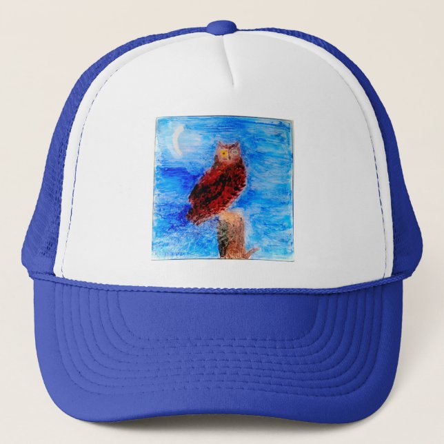 Owl at Night Bird Art Trucker Hat (Front)