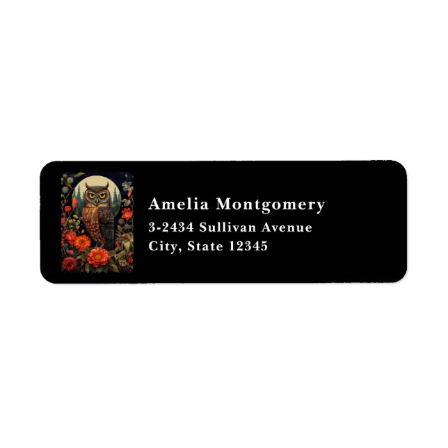 Owl at Night with a Full Moon - Address (Front)