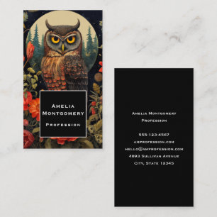 Owl at Night with a Full Moon Business Card