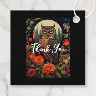Owl at Night with a Full Moon Favour Tags