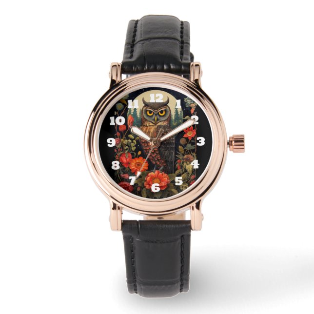 Owl at Night with a Full Moon Watch (Front)