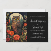 Owl at Night with a Full Moon Wedding