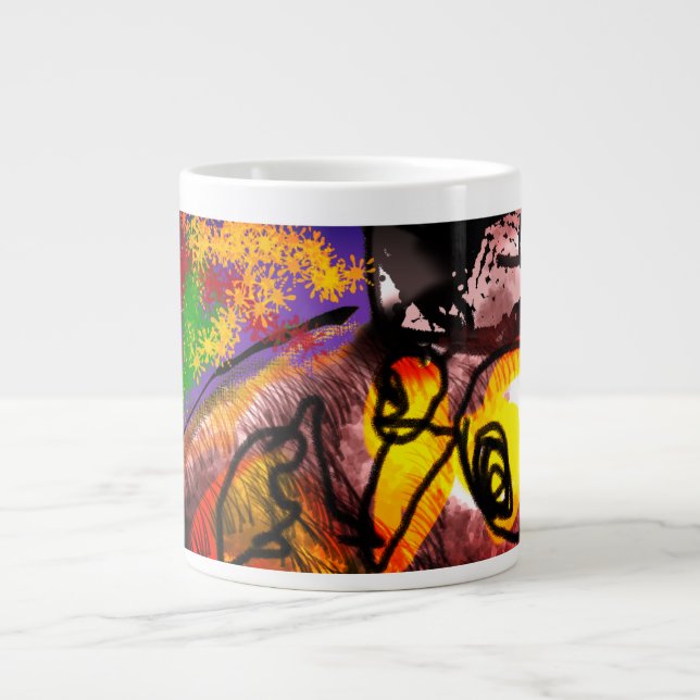 Owl autumn fly  large coffee mug (Front)