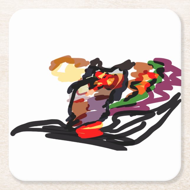 Owl autumn  joy fall square paper coaster (Front)