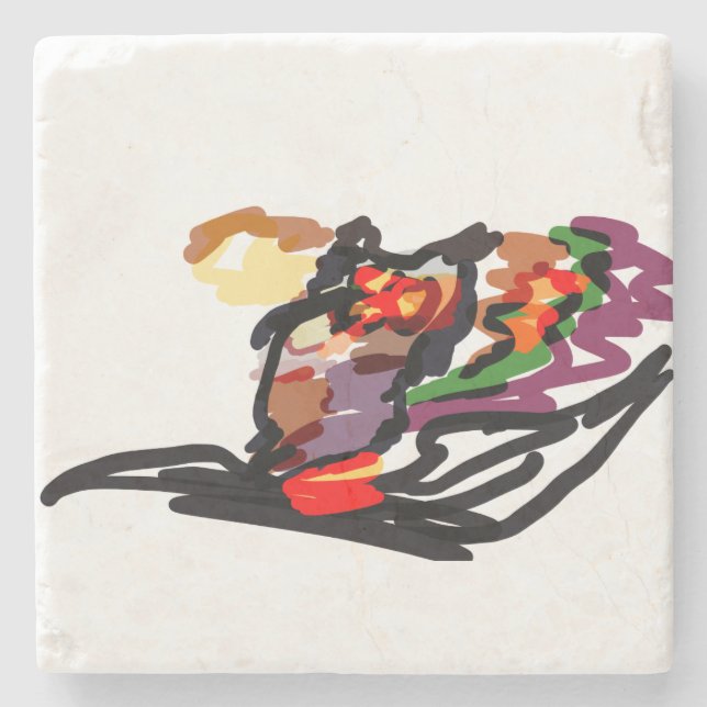 Owl autumn  joy fall stone coaster (Front)