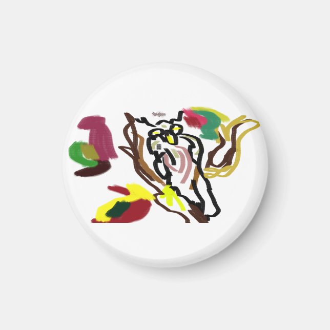 Owl autumn oil magnet (Front)