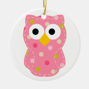 Owl - Baby Girl Ceramic Tree Decoration