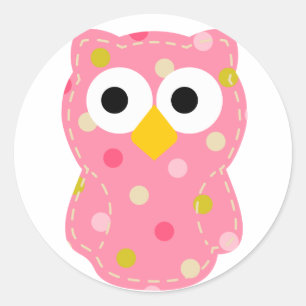 Owl - Baby Girl Classic Round Sticker