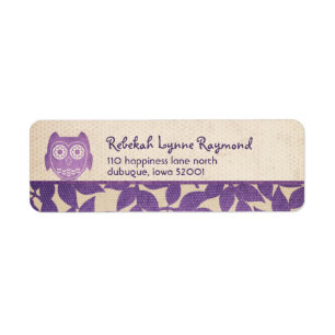 Owl Baby Purple Return Address Labels