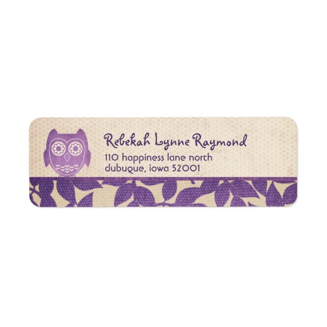 Owl Baby Purple Return Address Labels (Front)