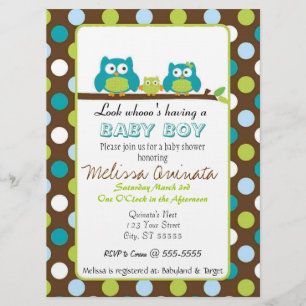 Owl Baby Shower BOY Invites