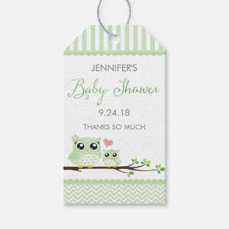 Owl Baby Shower Favour Tag | Green Chevron Hang Ta