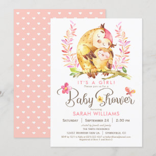 Owl Baby Shower, Girl Invitation