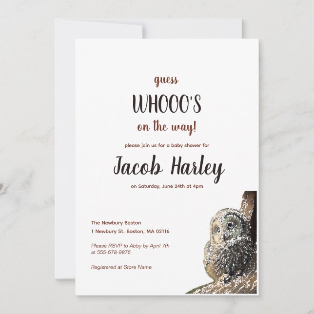 Owl Baby Shower Invitation (Front)
