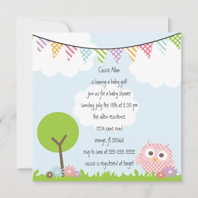 Owl Baby Shower Invitation (Front)