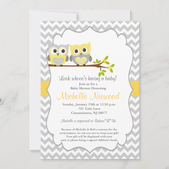 Owl Baby Shower Invitation (Front)