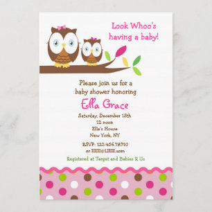 Owl Baby Shower Invitations Girl