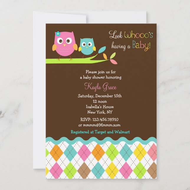 Owl Baby Shower Invitations Owls (Front)