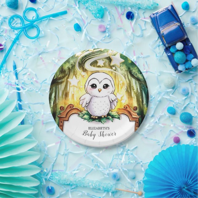 Owl Baby Shower Paper Plate (Party)