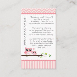 Owl Baby Shower Pink Bring a Book Shower Insert