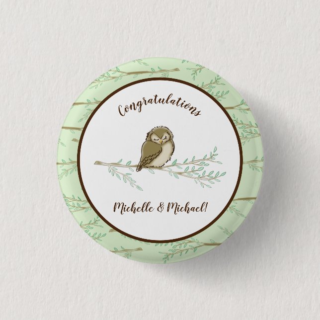 Owl Baby Shower Woodland 3 Cm Round Badge (Front)