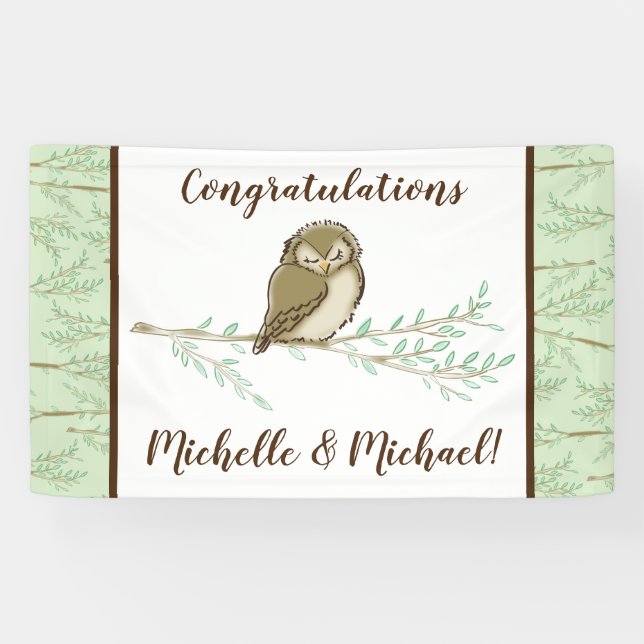 Owl Baby Shower Woodland Banner (Horizontal)