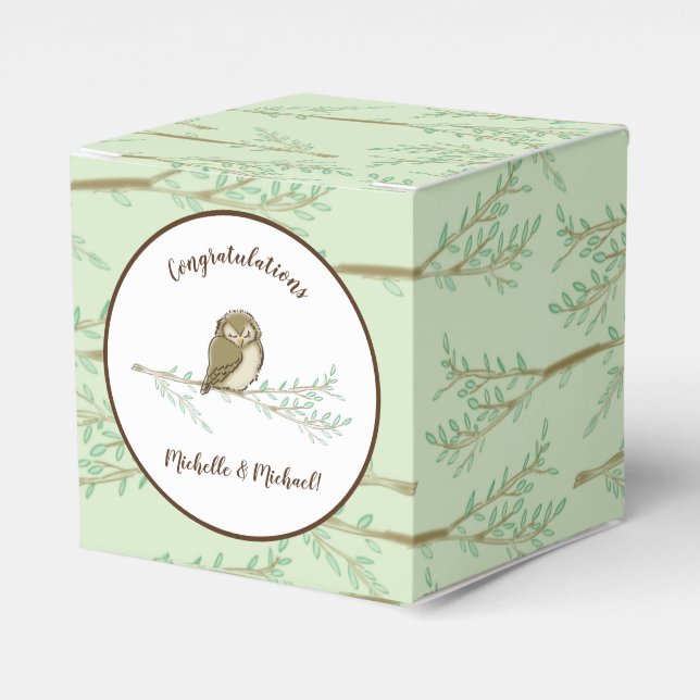 Owl Baby Shower Woodland Favour Box (Front Side)