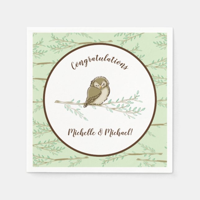 Owl Baby Shower Woodland Napkin (Front)