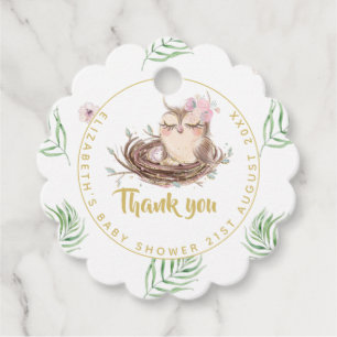 Owl Baby Thank You Gift Tags Favours Boy Girl