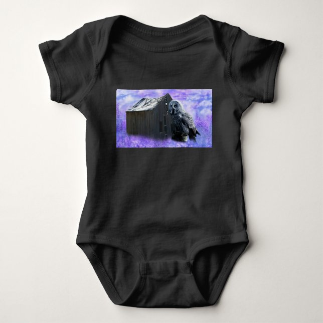 Owl Barn Shed Baby Bodysuit (Front)