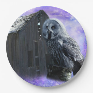 Owl Barn Shed Paper Plate