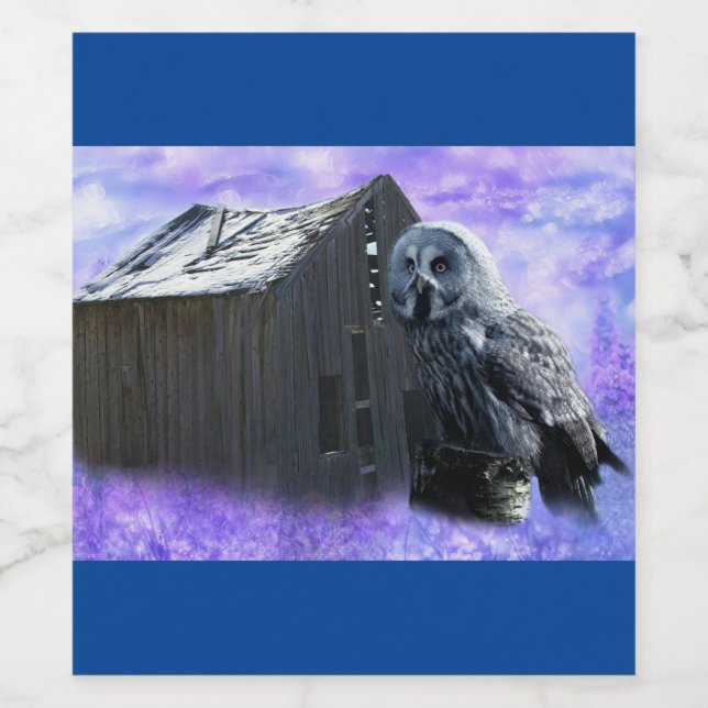 Owl Barn Shed Wine Label (Single Label)