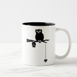 Owl-Bat-Spider Spooky Halloween Two-Tone Coffee Mug