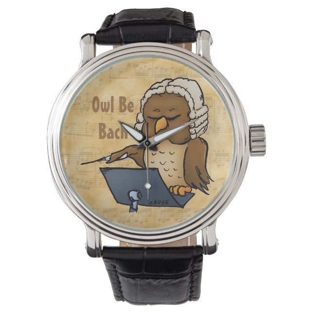 Owl Be Bach Funny Cartoon Watch (Front)